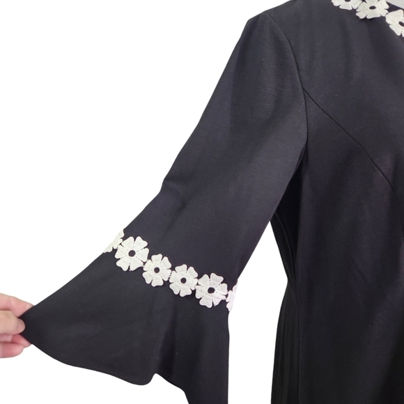 Talbots Embroidered Flounce-Sleeve Shift Dress Black & White, sz 16 - Picture 6 of 11